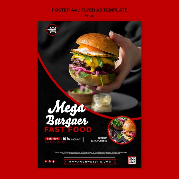 Vertikale Druckvorlage für Fastfood