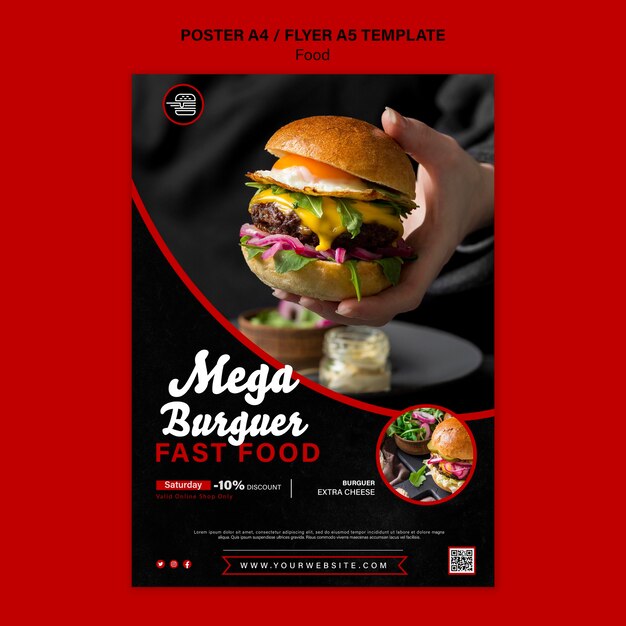 Vertikale Druckvorlage für Fastfood