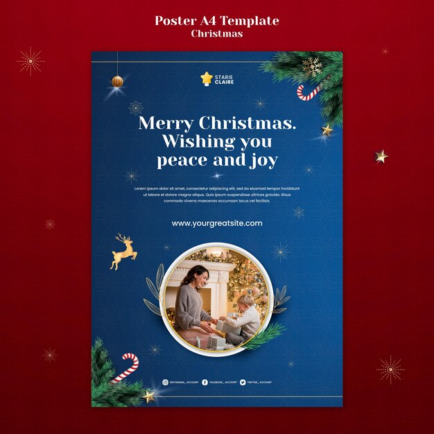 Vertikale Druckvorlage für festliche Weihnachten