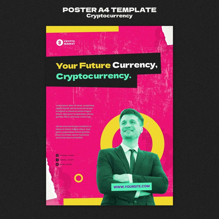 Kostenlose PSD vertikale druckvorlage für kryptowährungen