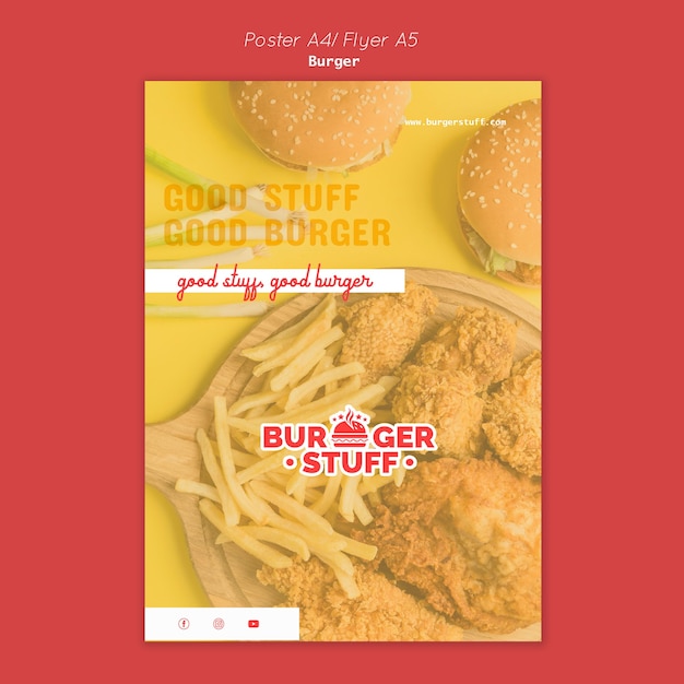 Kostenlose PSD vertikale flyer-vorlage für burger-restaurant