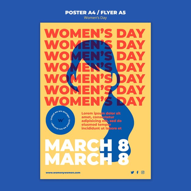 Vertikale Flyer-Vorlage für die Feier zum Frauentag