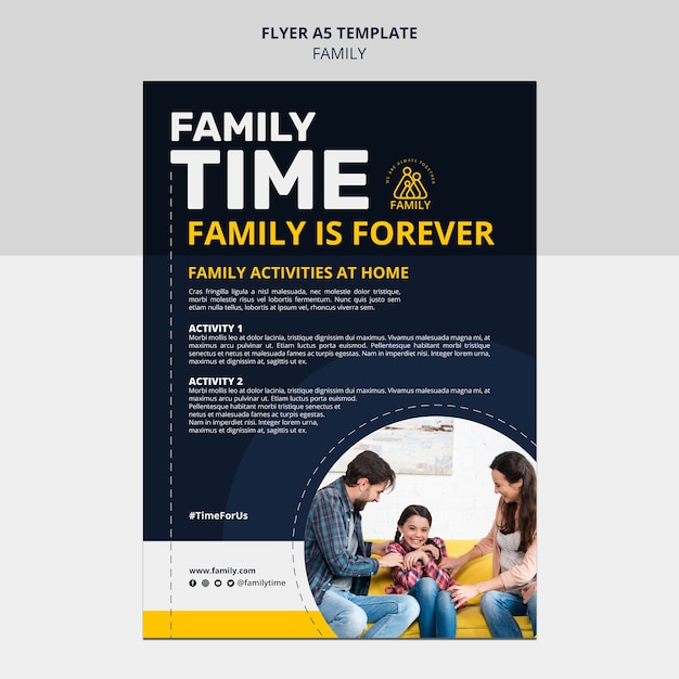 Vertikale Flyer-Vorlage für Familienzeit