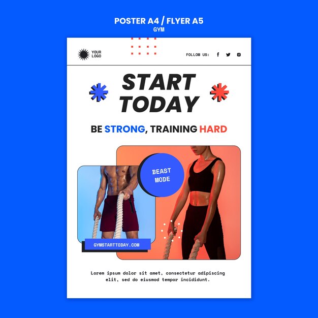 Vertikale Flyer-Vorlage für Fitnessstudio und Fitness