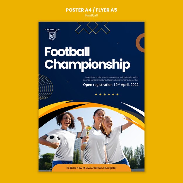 Vertikale Flyer-Vorlage für Fußballspiele