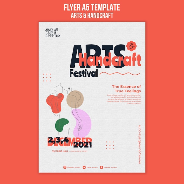 Vertikale Flyer-Vorlage für Kunsthandwerksfestival