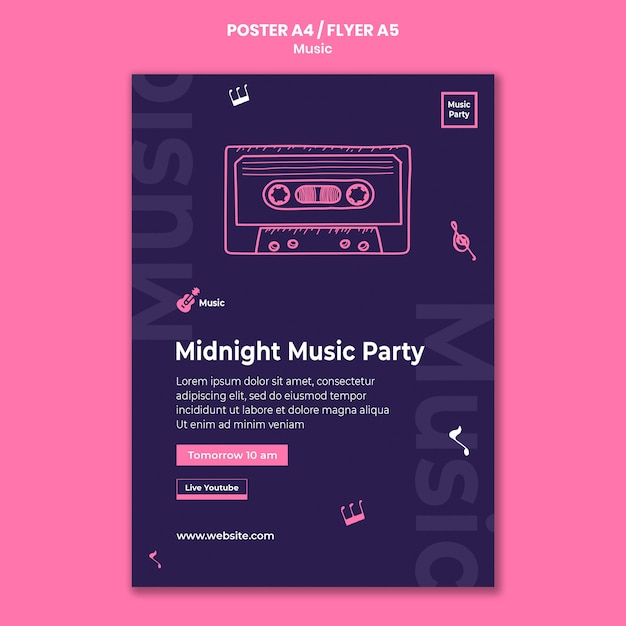 Kostenlose PSD vertikale flyer-vorlage für musikparty