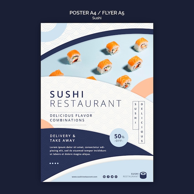 Kostenlose PSD vertikale flyer-vorlage für sushi-restaurant