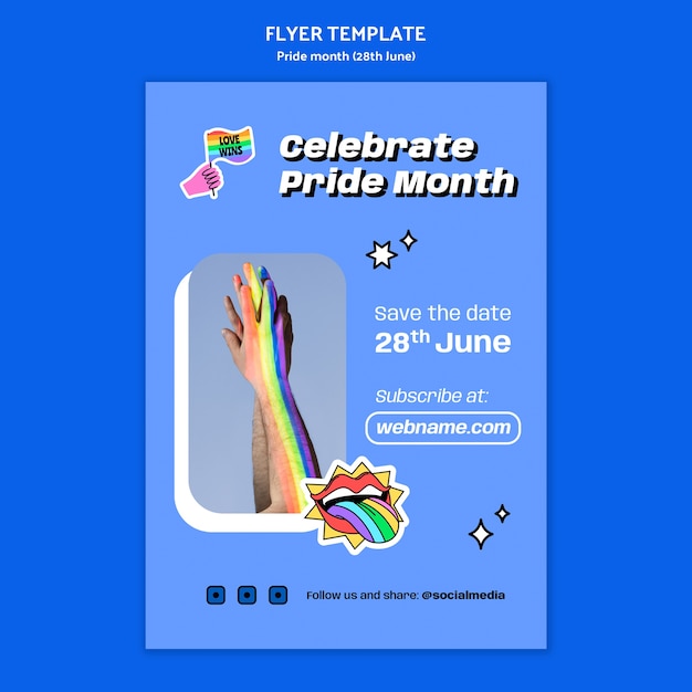 Vertikale flyer-vorlage zur feier des pride month