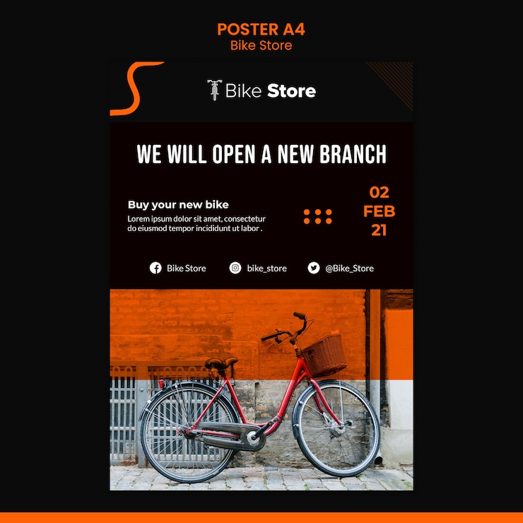 Kostenlose PSD vertikale plakatschablone für fahrradladen