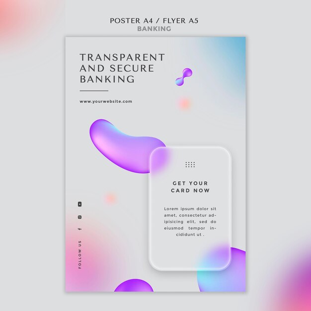 Vertikale Plakatschablone für transparentes und sicheres Bankwesen