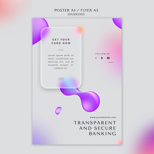 Vertikale Plakatschablone für transparentes und sicheres Bankwesen