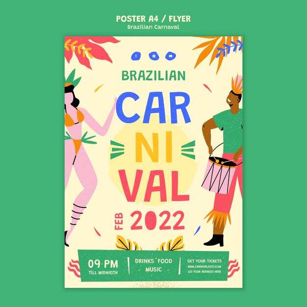 Vertikale Plakatvorlage für brasilianischen Karneval