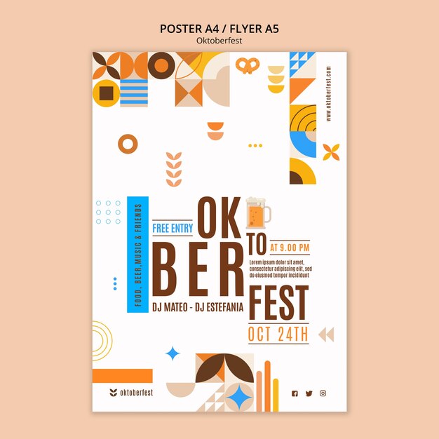 Vertikale Plakatvorlage für das Oktoberfest