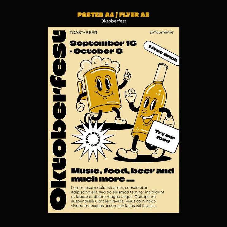 Kostenlose PSD vertikale plakatvorlage für das oktoberfest