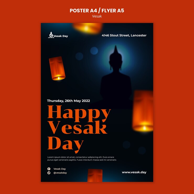 Kostenlose PSD vertikale plakatvorlage für den vesak-tag