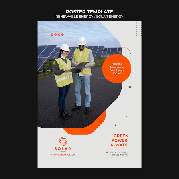 Kostenlose PSD vertikale plakatvorlage für erneuerbare und nachhaltige energie