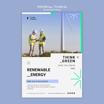Vertikale plakatvorlage für erneuerbare und nachhaltige energie