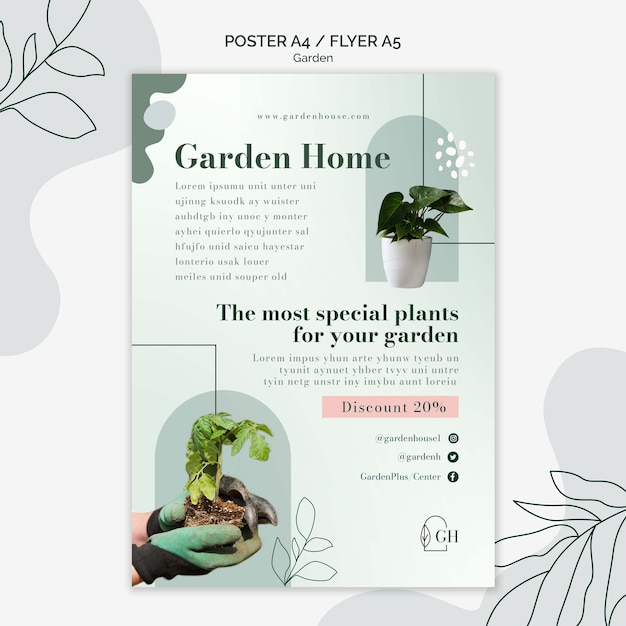 Vertikale Plakatvorlage für Gartenpflanzung und Gartenarbeit