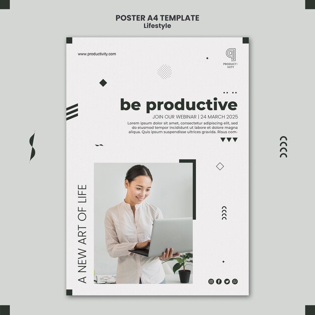 Vertikale Plakatvorlage für Produktivität und Lebensbalance