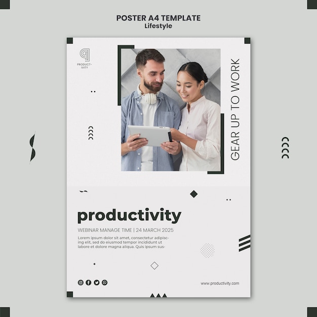 Vertikale Plakatvorlage für Produktivität und Lebensbalance