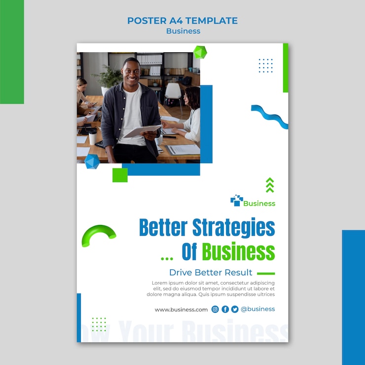 Kostenlose PSD vertikale plakatvorlage für professionelles unternehmenswachstum