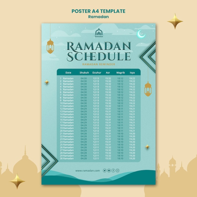 Kostenlose PSD vertikale plakatvorlage für ramadan-feier