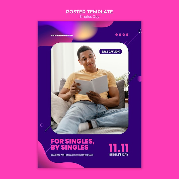 Kostenlose PSD vertikale plakatvorlage für singles day 11.11