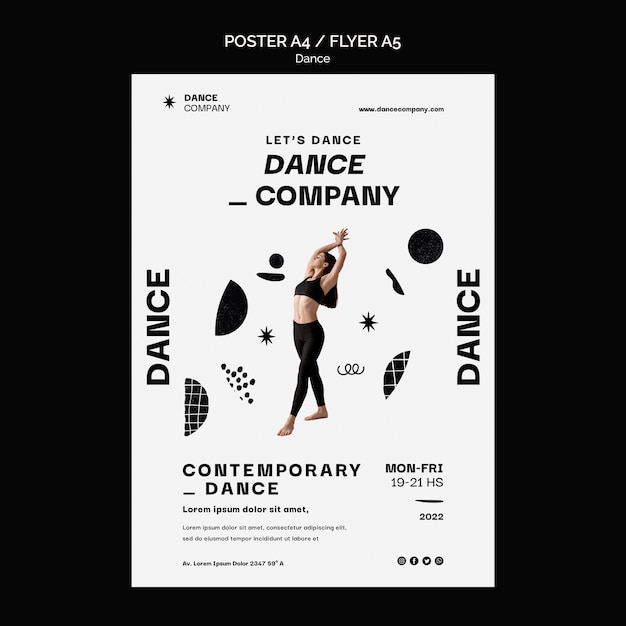 Kostenlose PSD vertikale plakatvorlage für tanzkurse