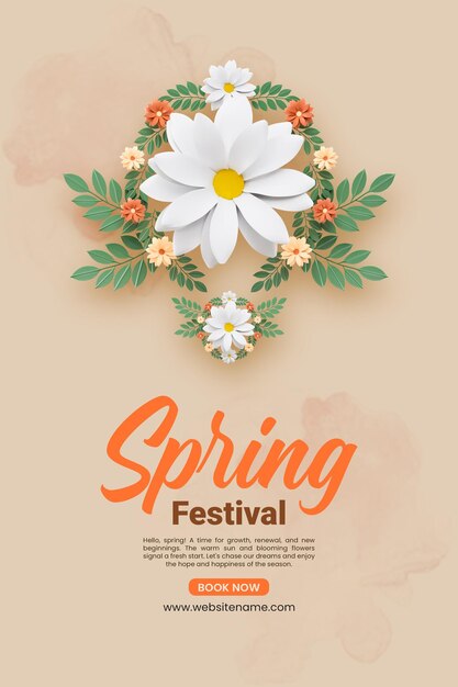 Vertikale Plakatvorlage mit Blumen für das Frühlingsfest