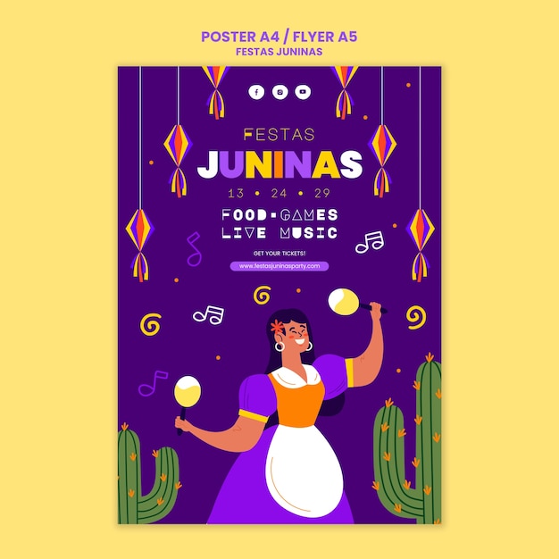 Kostenlose PSD vertikale plakatvorlage von festas juninas