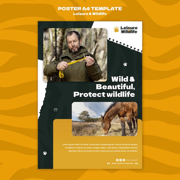 Kostenlose PSD vertikale plakatvorlage zur erhaltung und zum schutz von wildtieren
