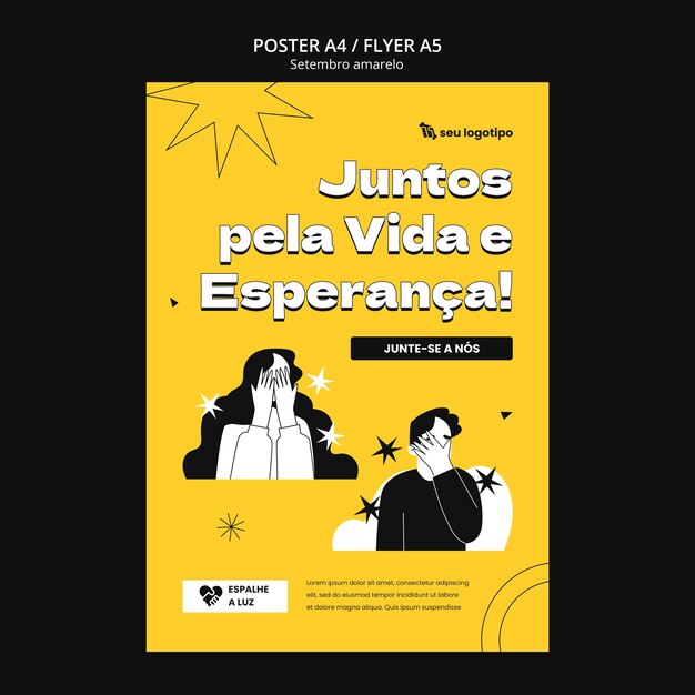 Vertikale Poster-Vorlage für die brasilianische Suizid-Monats-Bewusstseinskampagne