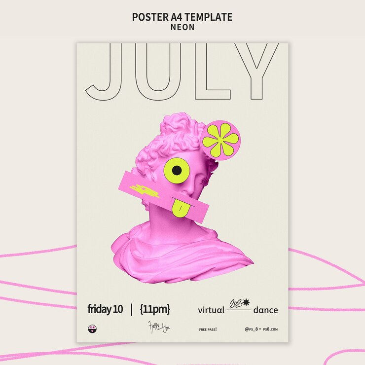 Kostenlose PSD vertikale postervorlage für neon-partys