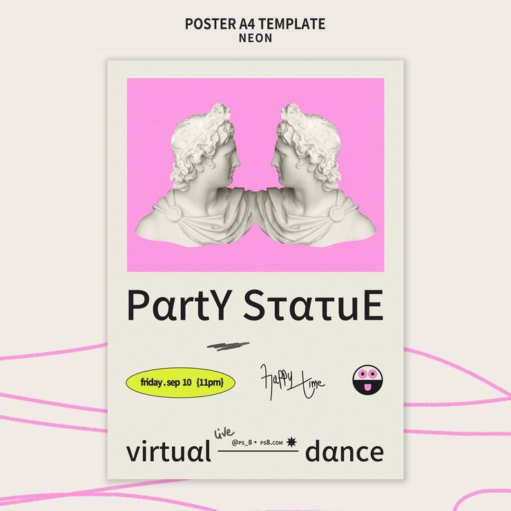 Kostenlose PSD vertikale postervorlage für neon-partys