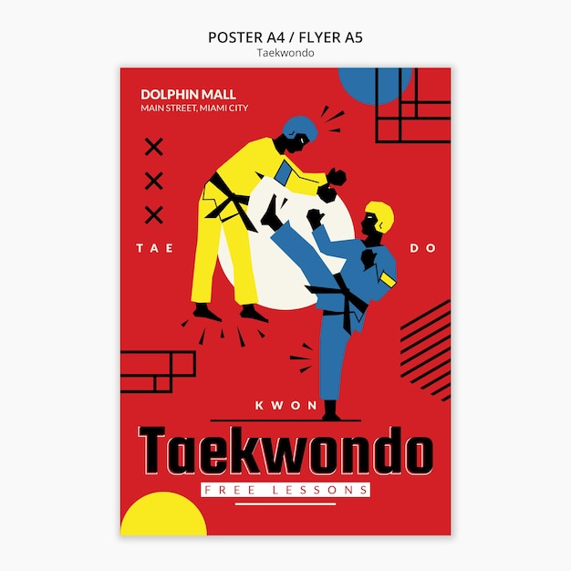 Vertikale postervorlage für traditionelle tawkwondo-kampfkünste