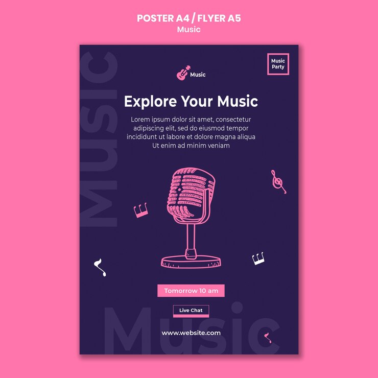 Kostenlose PSD vertikaler flyer für musikparty