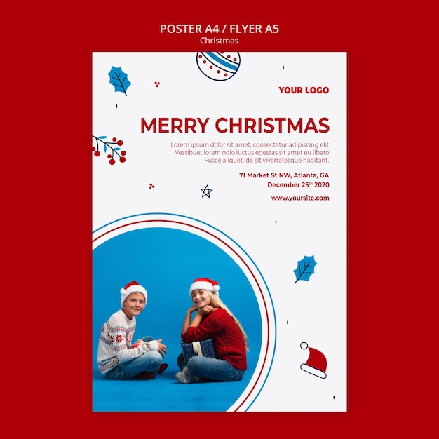 Kostenlose PSD vertikales plakat für weihnachten