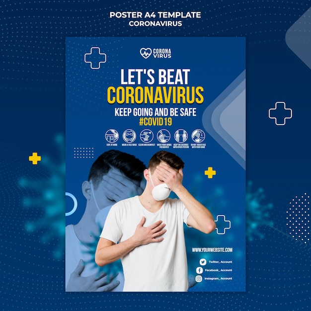 Kostenlose PSD vertikales poster für das coronavirus-bewusstsein