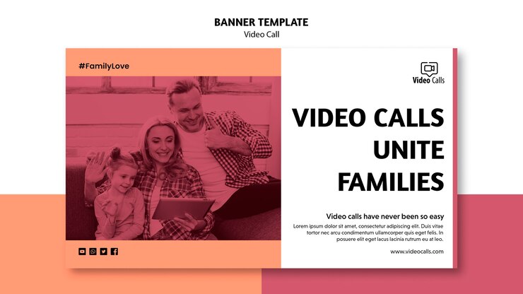 Kostenlose PSD videoanrufe vereinen familien-banner-vorlage