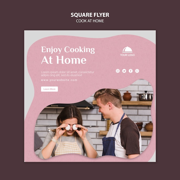 Kostenlose PSD viel spaß beim kochen zu hause square flyer