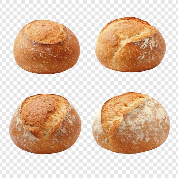 Kostenlose PSD vier goldbraune, knusprige brotrollen, ein köstliches bäckereiprodukt