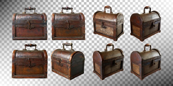 Kostenlose PSD vintage-holz-schatzkisten-sammlung