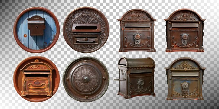Kostenlose PSD vintage-mailbox-sammlung auf durchsichtigem hintergrund