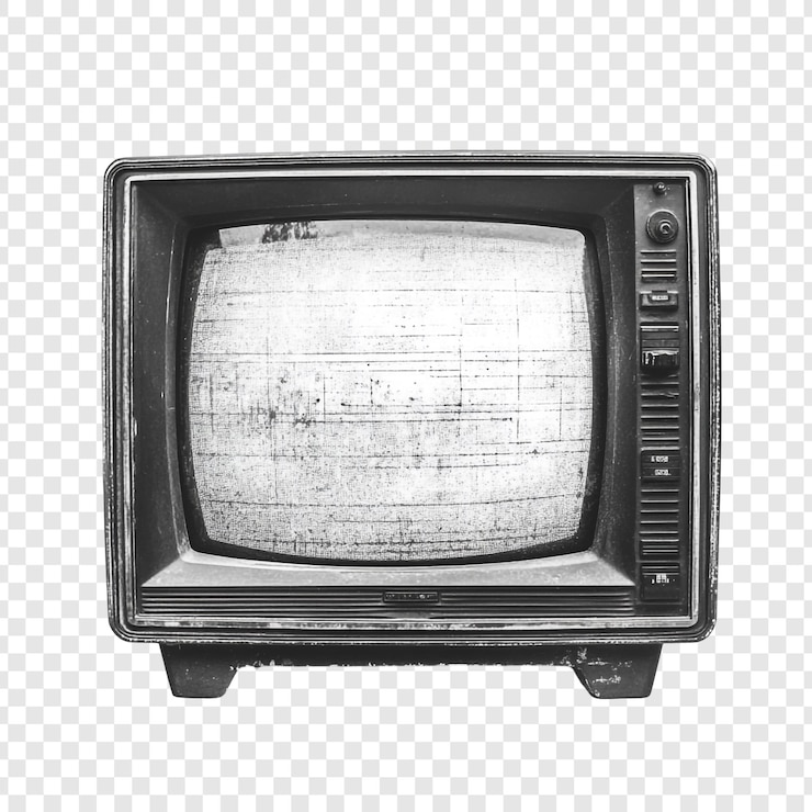 Kostenlose PSD vintage-retro-fernseher mit statischem schwarz-weiß-bildschirm
