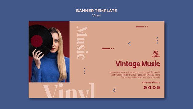 Vinyl Vintage Musik Banner Vorlage