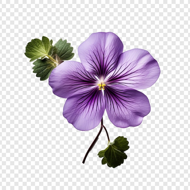 Violette blume isoliert auf durchsichtigem hintergrund