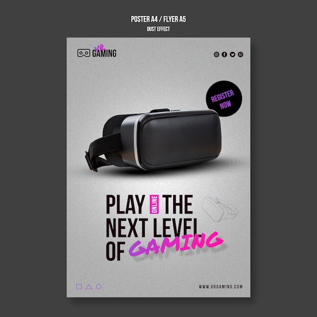 Kostenlose PSD virtual reality gaming poster vorlage