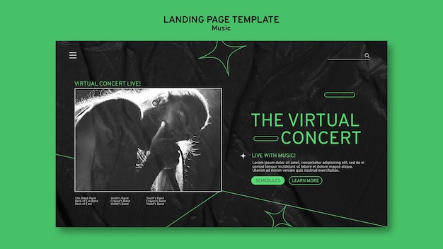 Kostenlose PSD virtuelle konzert-landingpage