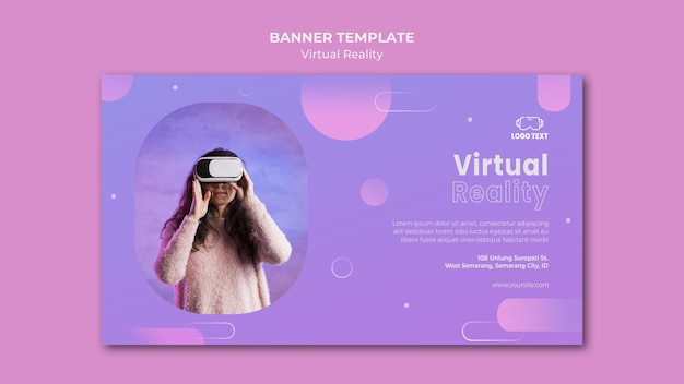 Kostenlose PSD virtuelle realität spielen zusammen banner vorlage